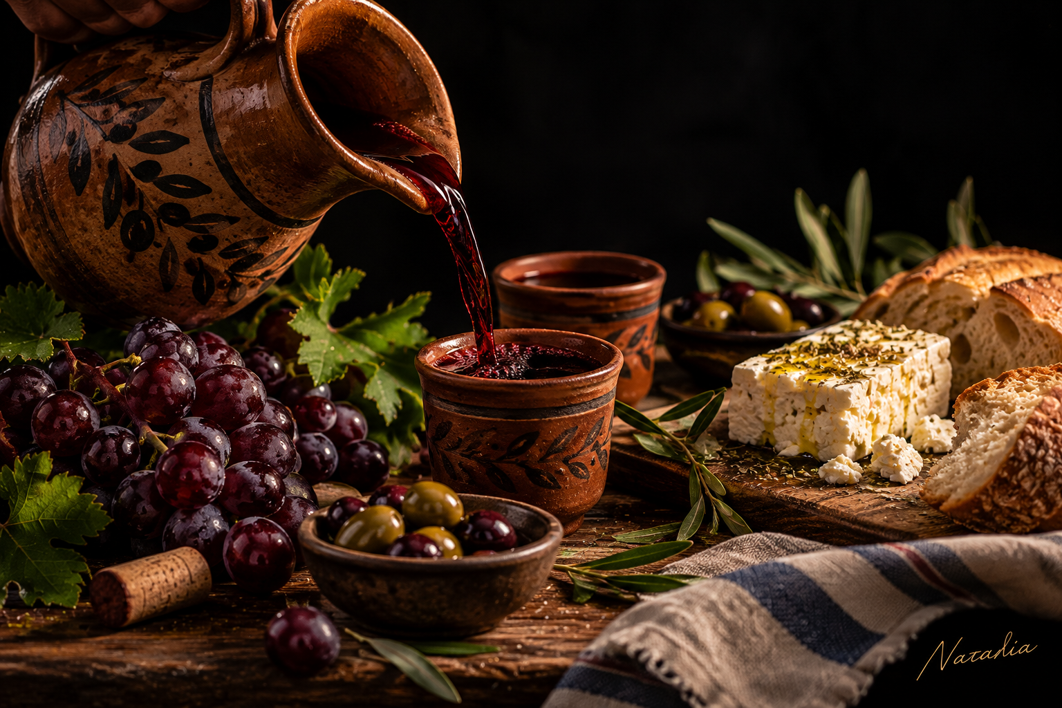A Taste of Greek Tradition — Art Print · Food & Drinks