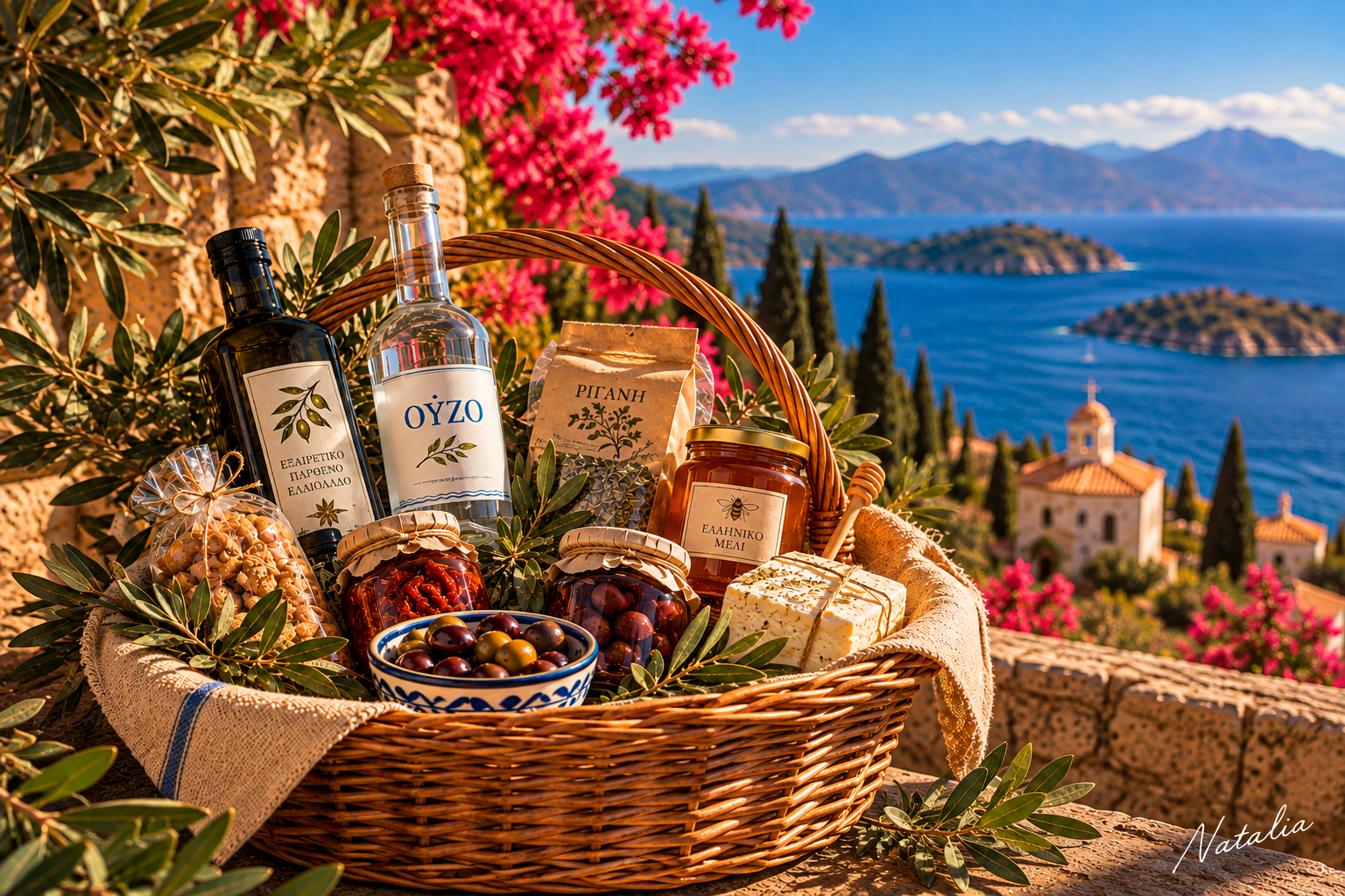 Basket by the sea — Art Print · Food & Drinks