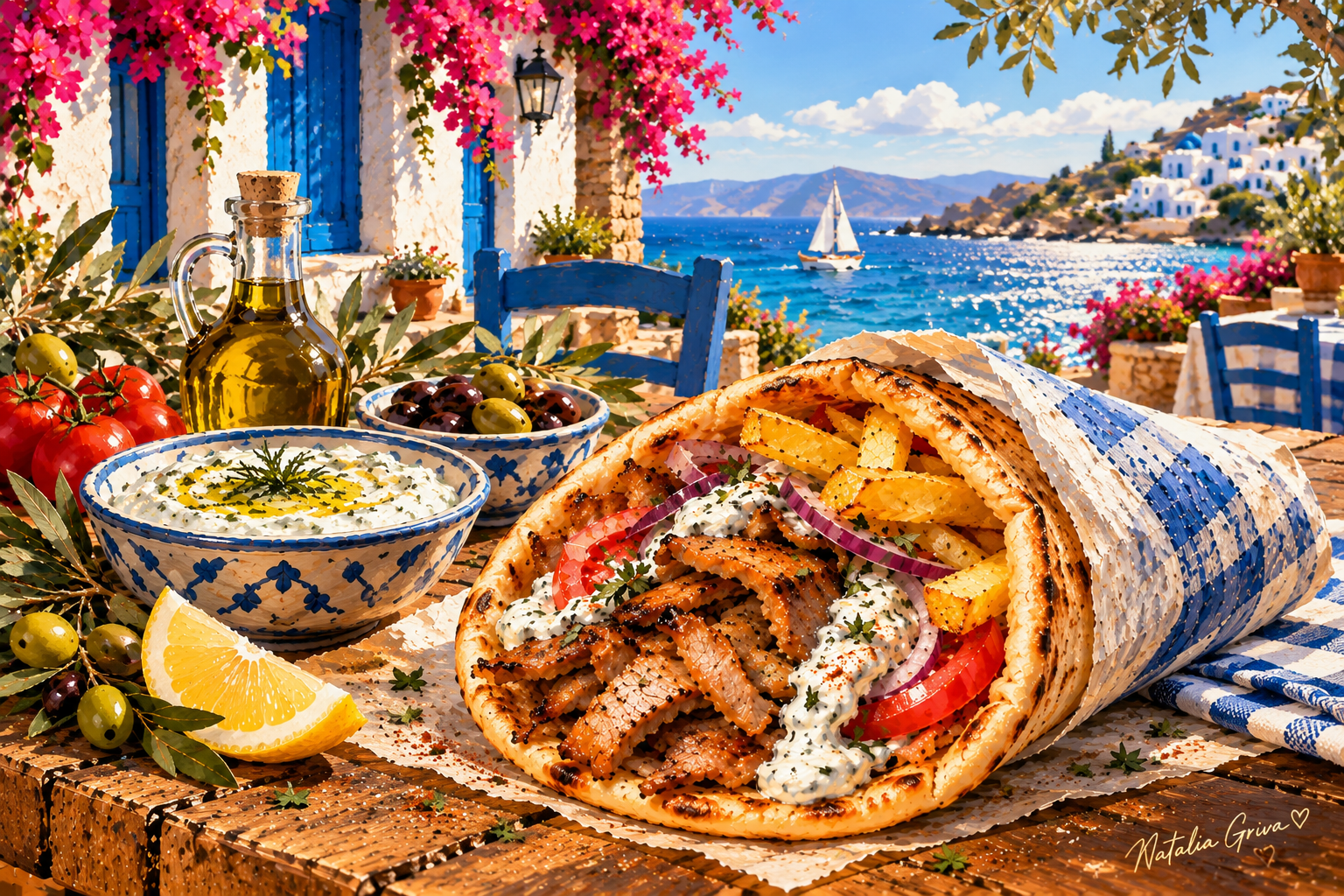 Souvlaki Pita — Art Print · Food & Drinks