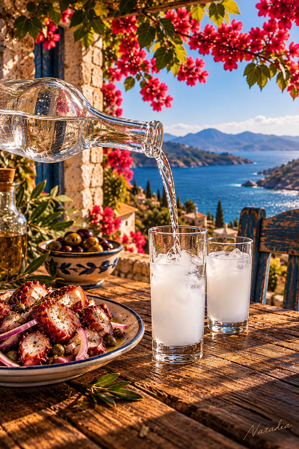 Ouzo by the sea — Art Print · Food & Drinks