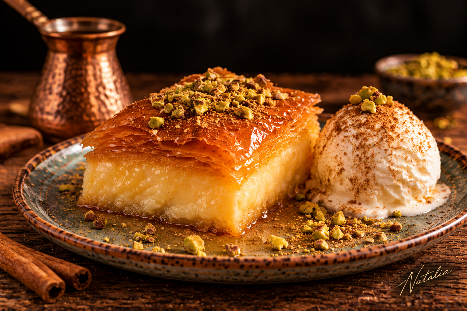 Golden Galaktoboureko — Art Print · Food & Drinks