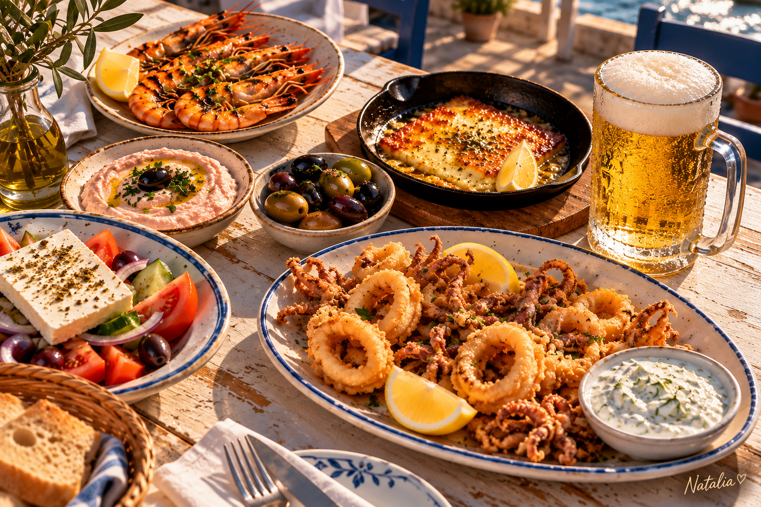 Kali Orexi — Greek Summer Table — Art Print · Food & Drinks