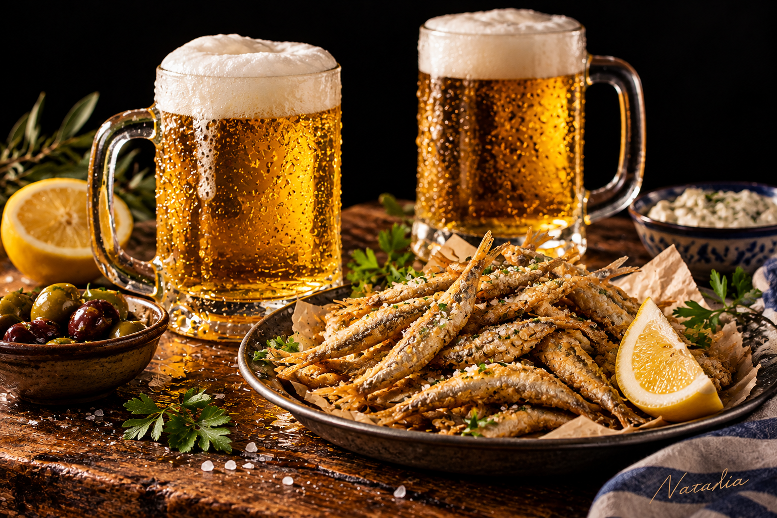 Greek Beer and Meze — Art Print · Food & Drinks