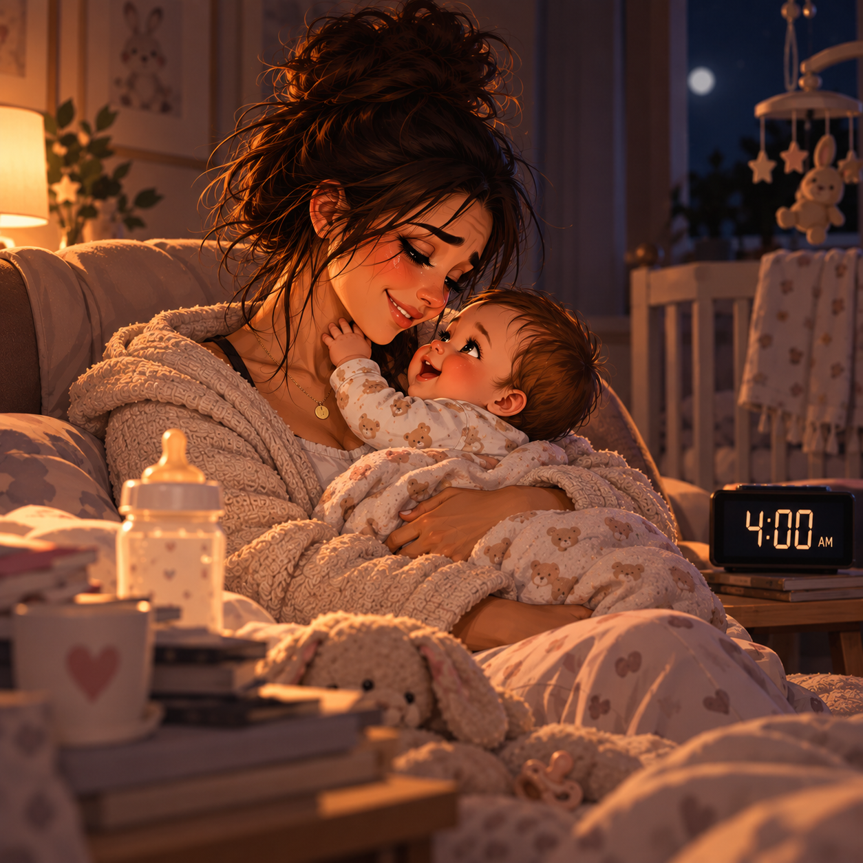 Mum and Baby at night — Art Print · Motherhood