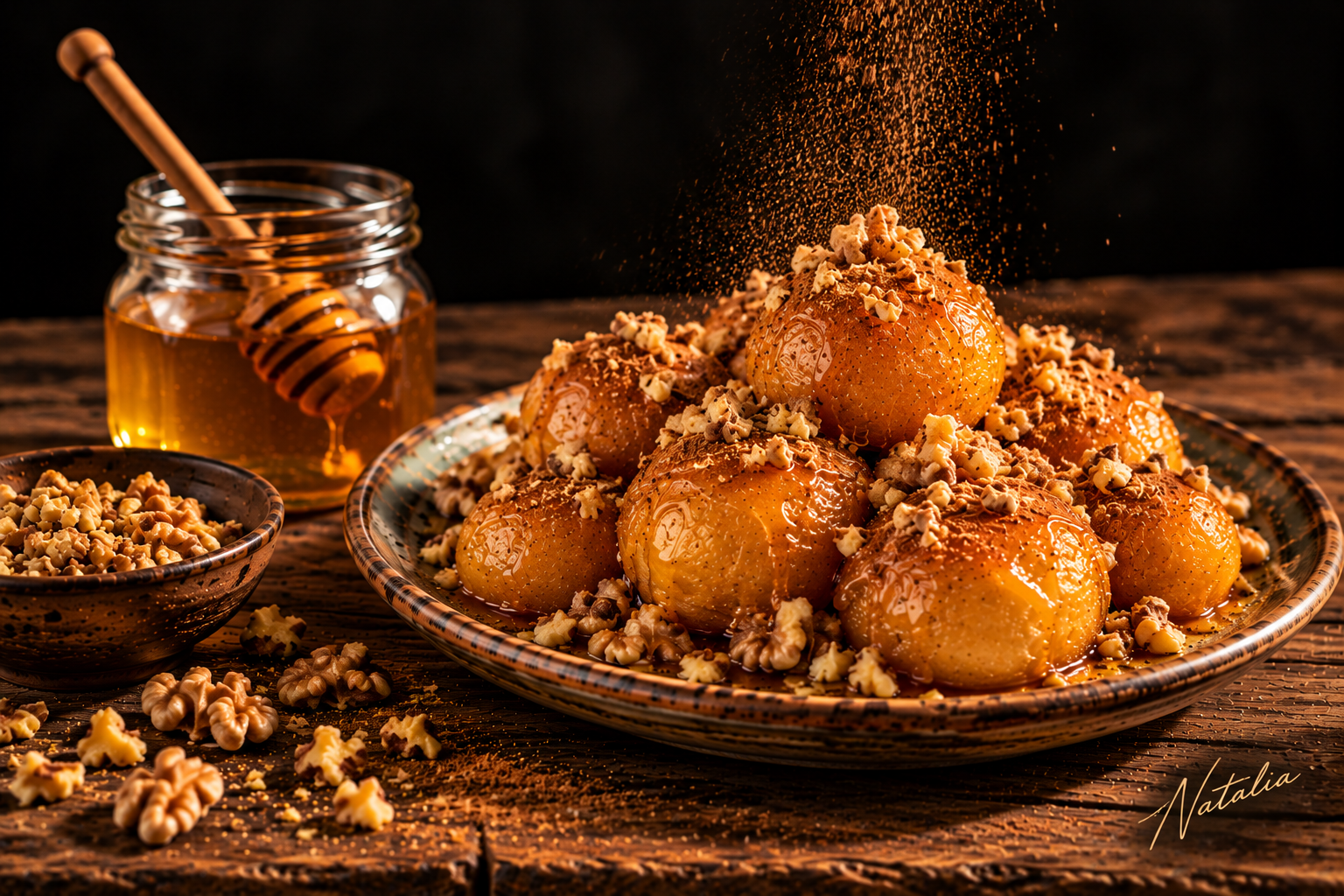 Golden Greek Loukoumades — Art Print · Food & Drinks